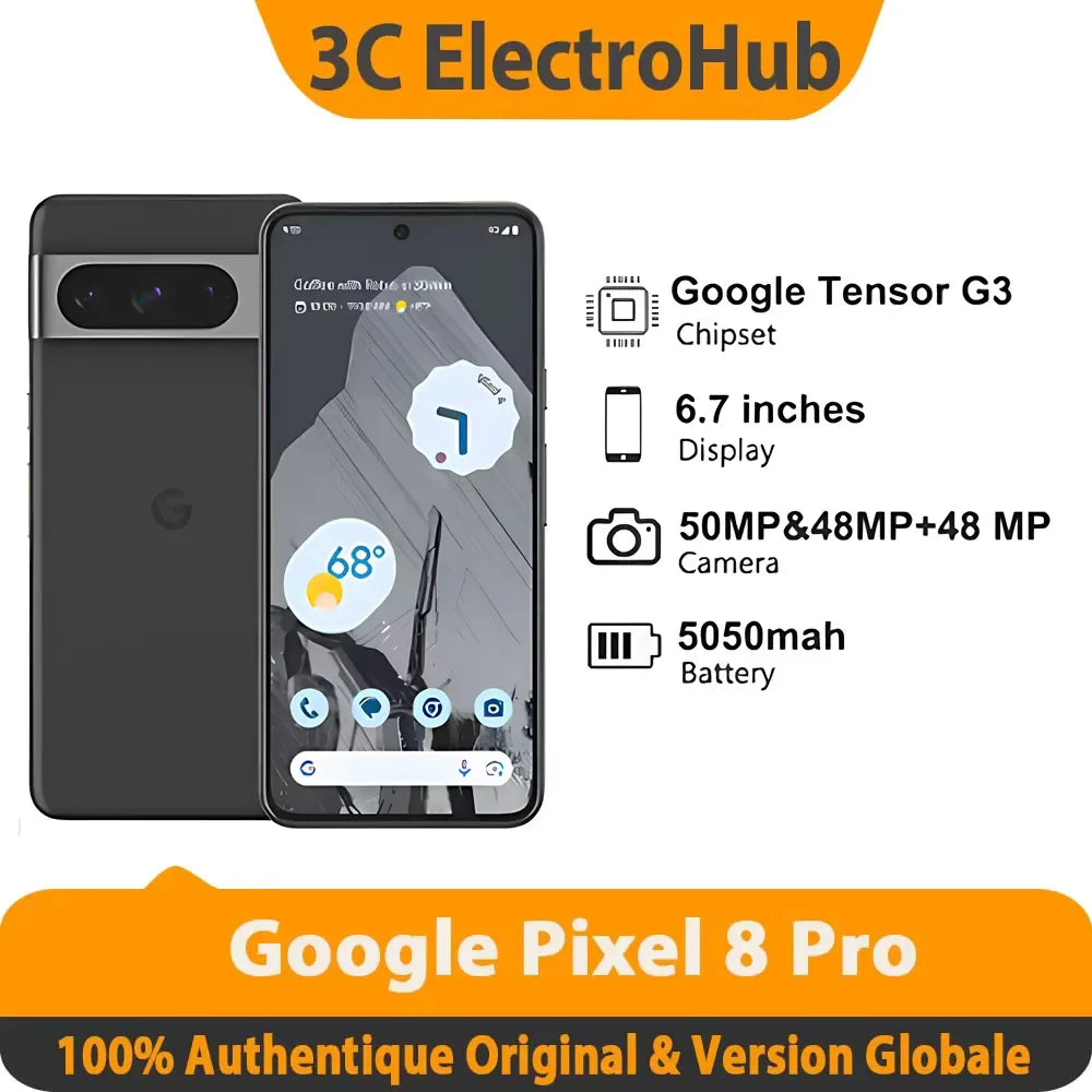 Google Pixel 8 Pro – 6,7" OLED 120Hz, Tensor G3, 50 MP, IP68, 5G, 5050 mAh