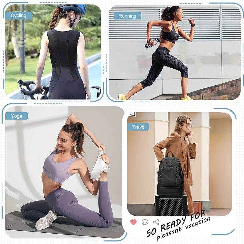 Expandable Gym Fitness Backpack with Shoes Pocket Outdoor Travel Sports Commuting Bag Leisure Business Trip Laptop Schoolbag