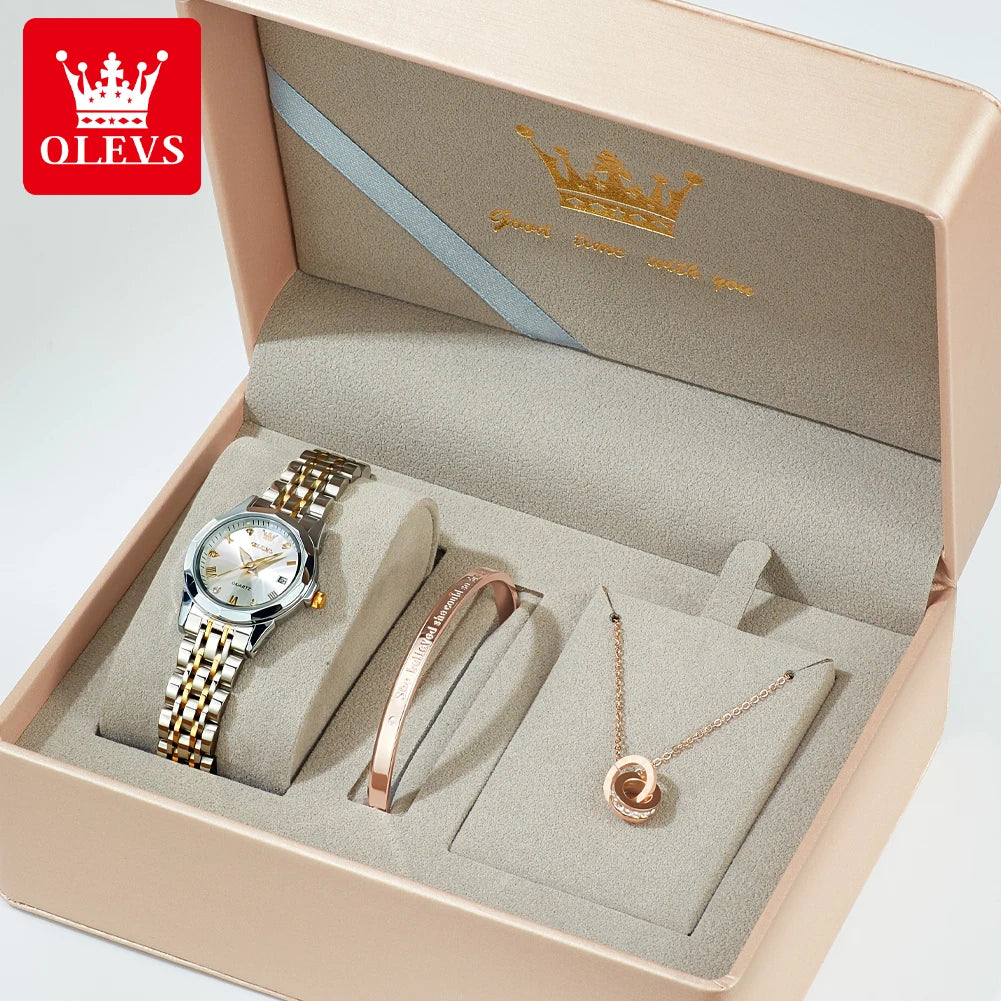 OLEVS 9931 Women's Watch Waterproof Luxury Diamond Quartz Watch For Women Roman Scale Calendar Luminous Elegant Woman Wristwatch