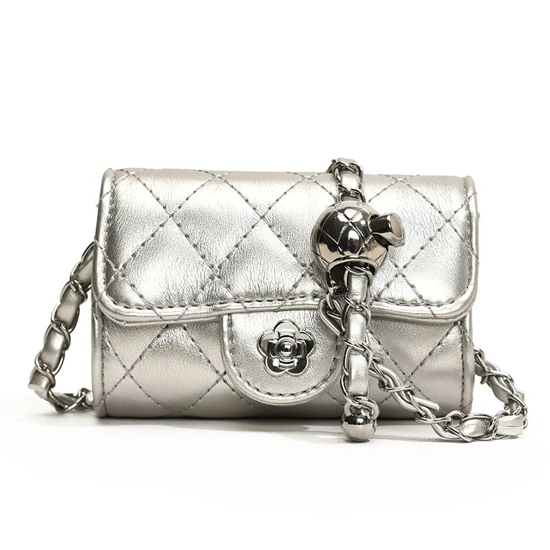 Mini Sac Bandoulière Femme Cuir PU – Chaîne Style Coréen, Couleur Unie, 7 Coloris