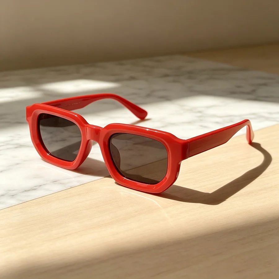 Lunettes de Soleil Rectangulaires Vintage – Style Rétro Mixte, à l'Unité ou Lot de 6