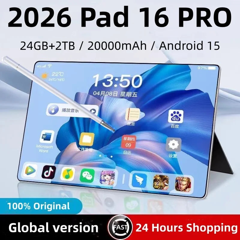 Tablette Pad 16 Pro 11" – Android 15, 24 Go RAM, 20000 mAh, 5G, Double SIM