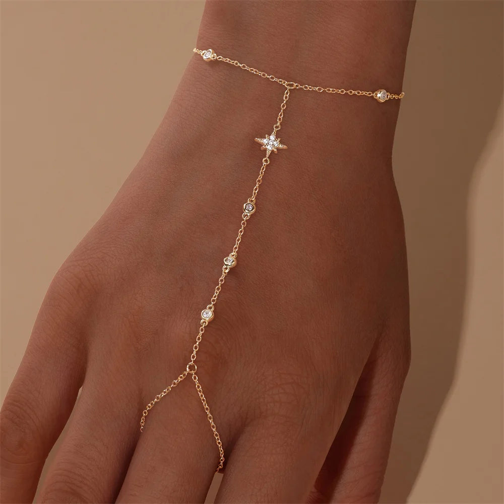 Bracelet Charme Femme en Argent 925 – Zircon Œil de Cheval & Chaîne Anneau | Or & Argent