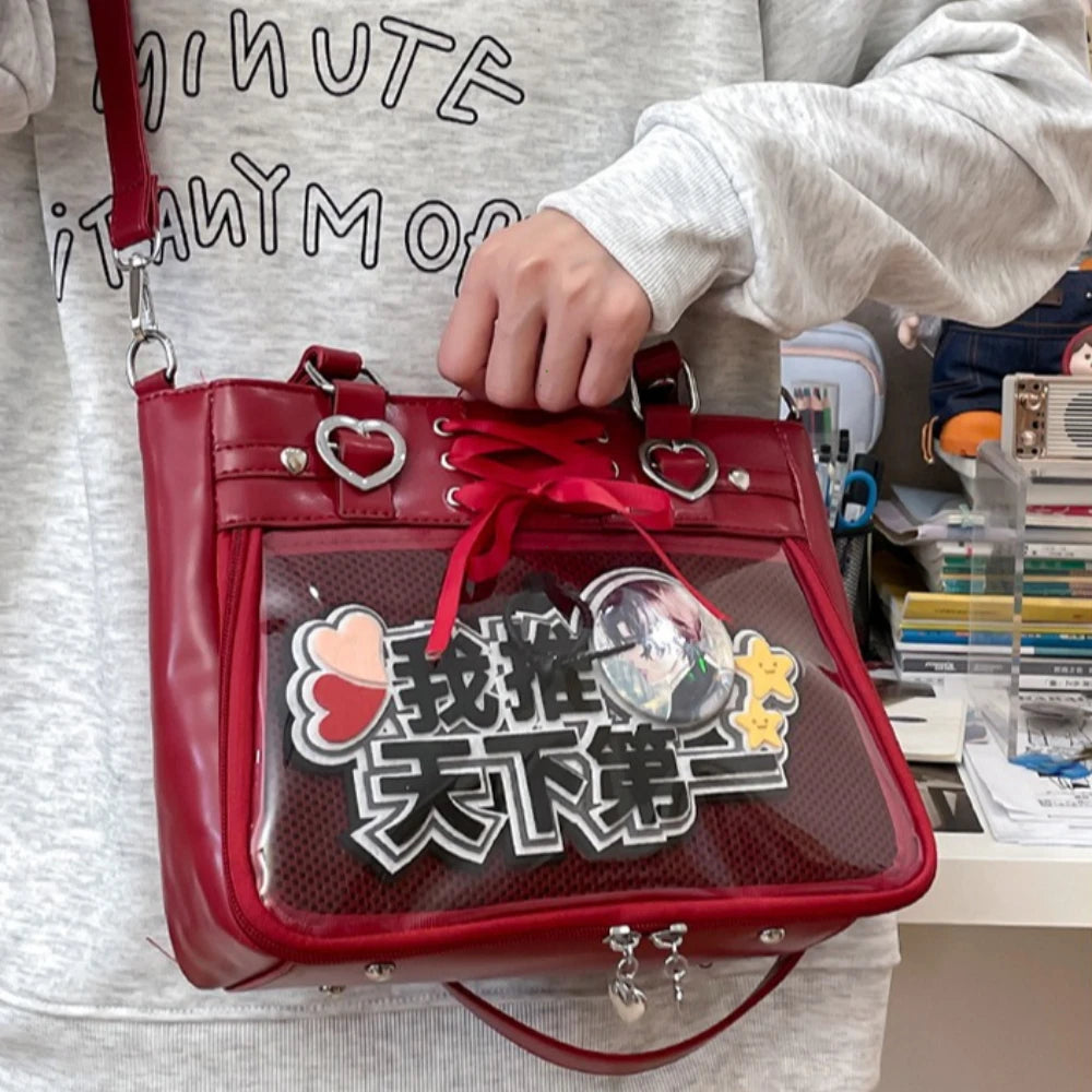 Petit Sac Ita Bag Kawaii Bandoulière Femme – Fenêtre Transparente, Ruban, Style Japonais 2026