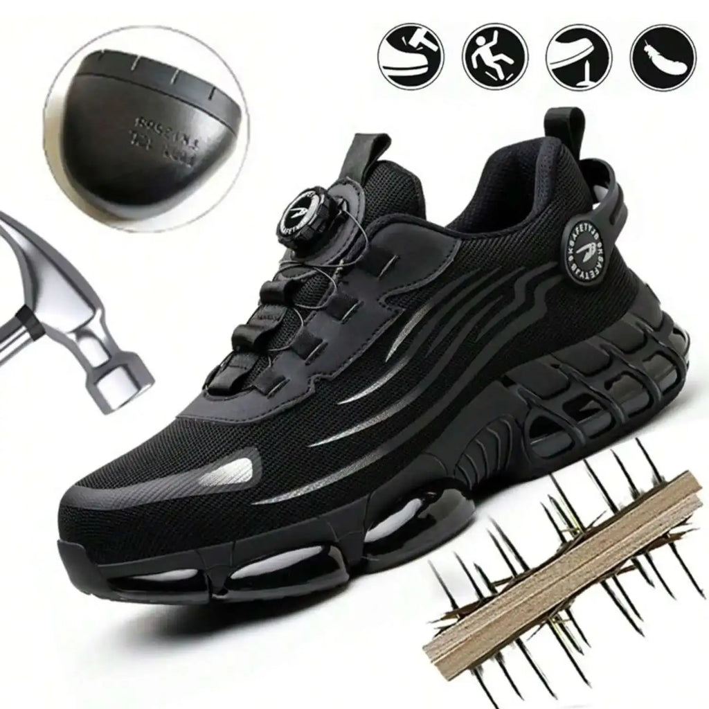 Chaussures de Sécurité Homme – Embout Acier, Bouton Rotatif, Anti-Perforation