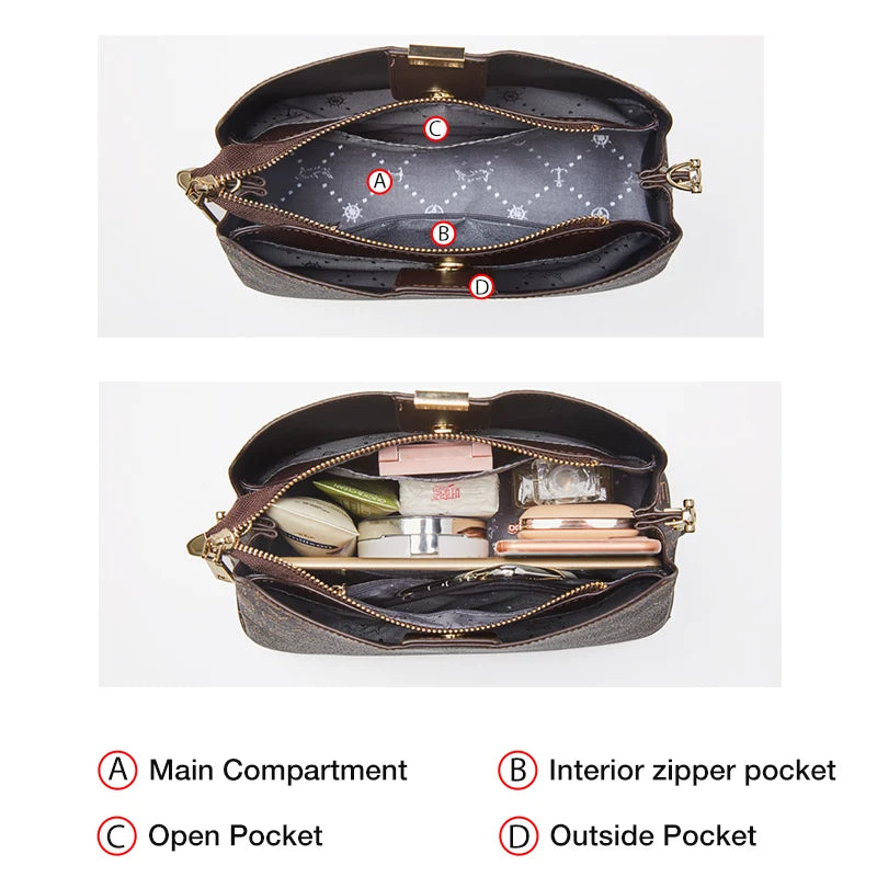 FOXER Women's Shoulder Bag PVC Leather Casual Tote Bag Large Capacity Retro Female Bucket Bag Office Work Crossbody Bag Purse