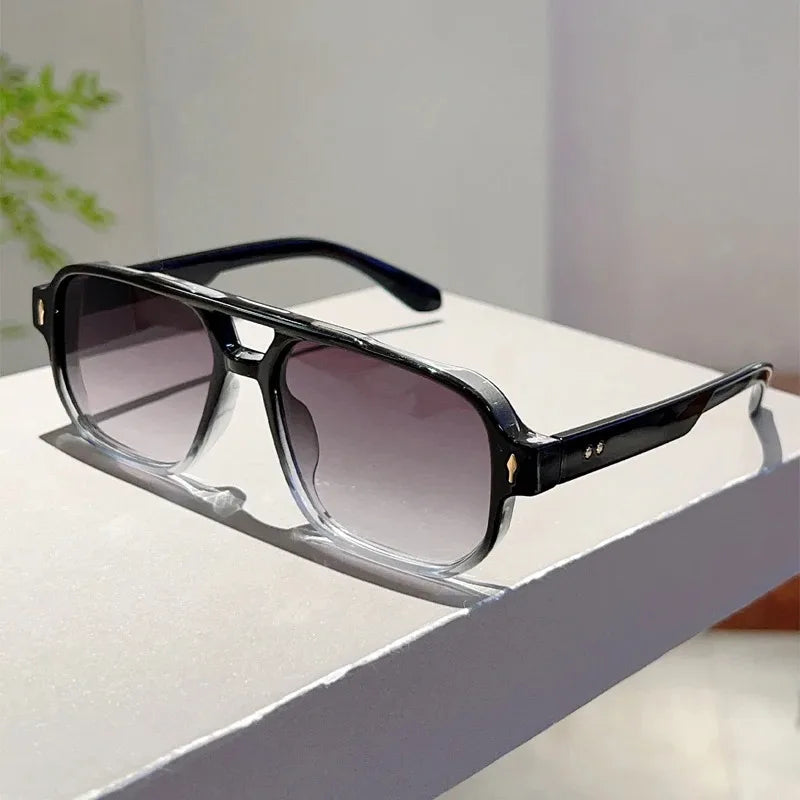 Lunettes de Soleil Vintage Double Pont Carrées UV400 – Femme & Homme