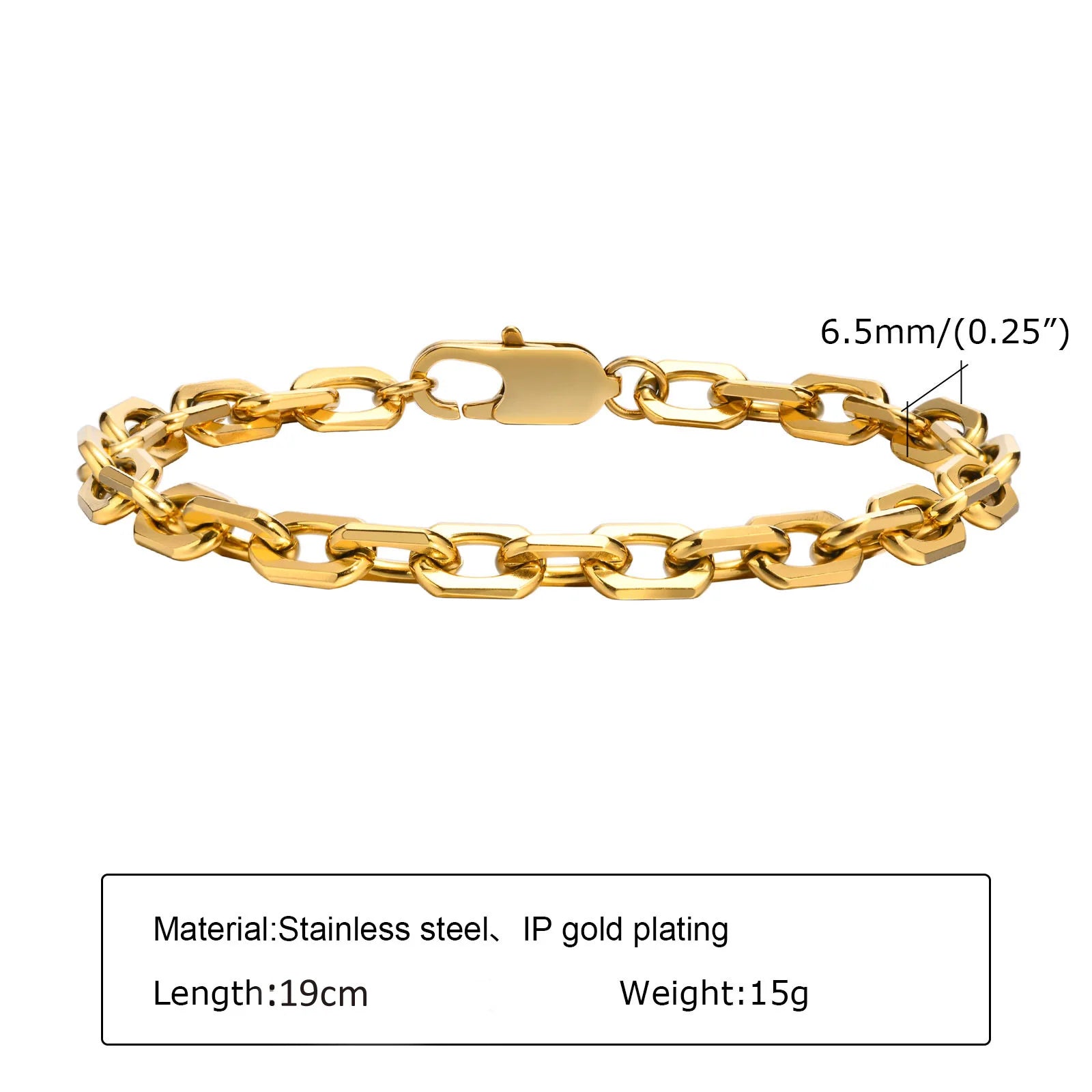 Bracelet Chaîne Acier Inoxydable Plaqué Or – Femme