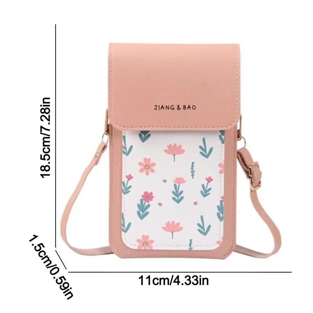 PU Leather Touch Screen Phone Bag Zipper Flap Wallet Crossbody Bags Large Capacity Multifunctional Shoulder Bag For Women