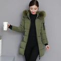 2026 Winter New Korean Cotton Jacket Women's Medium Long Big fur collar Coat Female Cotton Thicken Warm Hooded Parker Overcoat