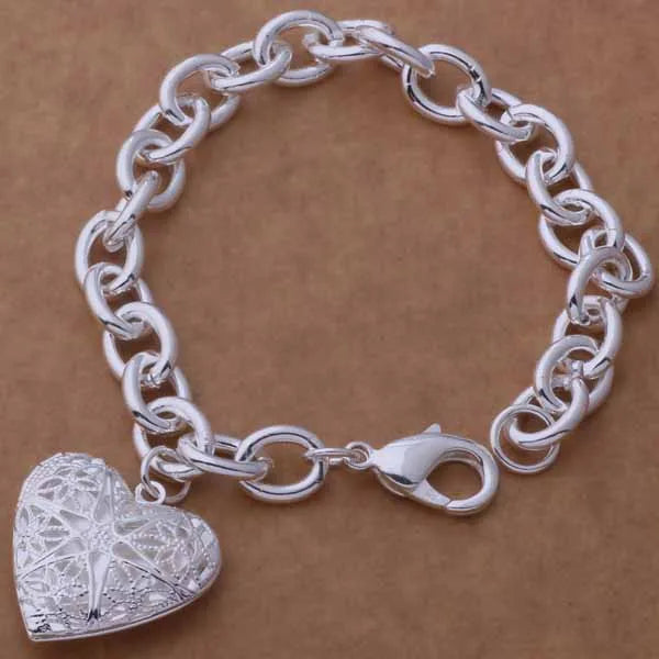 Bracelet Charm en Argent Sterling 925 – Chaîne Perlée Romantique pour Femme