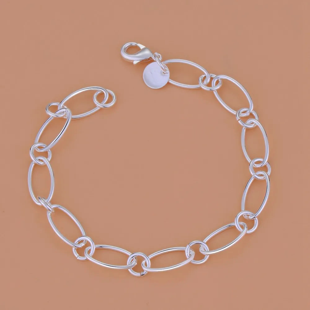 Bracelet Charm en Argent Sterling 925 – Chaîne Perlée Romantique pour Femme