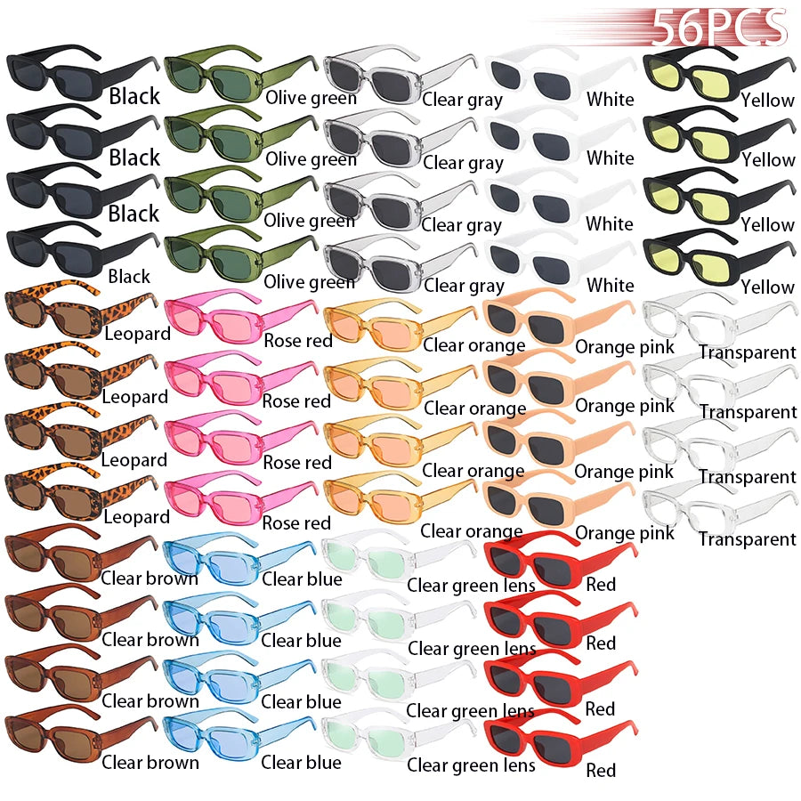 Lot 56 Lunettes de Soleil Rectangle Vintage — Style Designer, Mixte, Toutes Morphologies