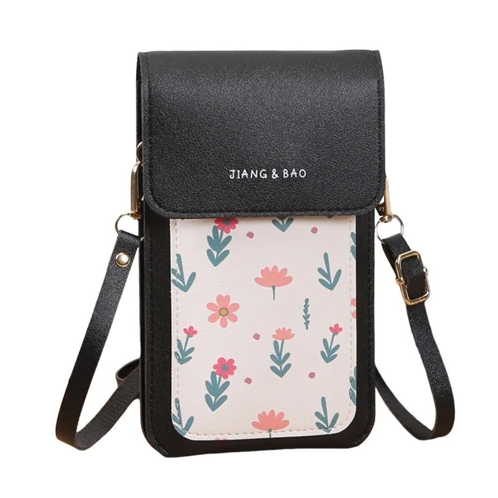 PU Leather Touch Screen Phone Bag Zipper Flap Wallet Crossbody Bags Large Capacity Multifunctional Shoulder Bag For Women