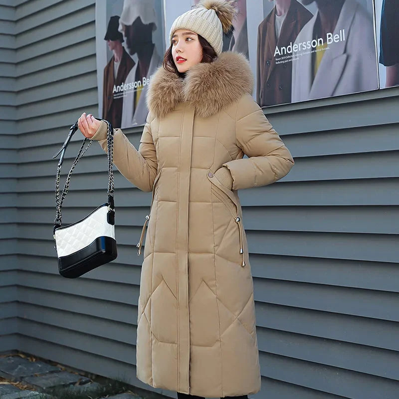 Parka d'Hiver Mi-Longue Femme – Manteau Matelassé à Capuche Col Fourrure, Chaud & Élégant