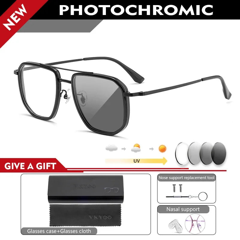 Lunettes de Lecture Photochromiques CAIDERONI 2216YJ – Grand Cadre Rétro Anti-Lumière Bleue