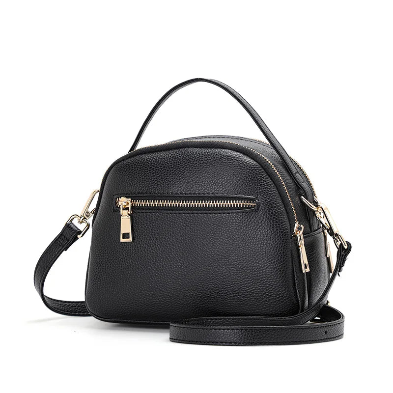 Aidrani New crocodile patterned women's single shoulder crossbody bag, made of cowhide, round black