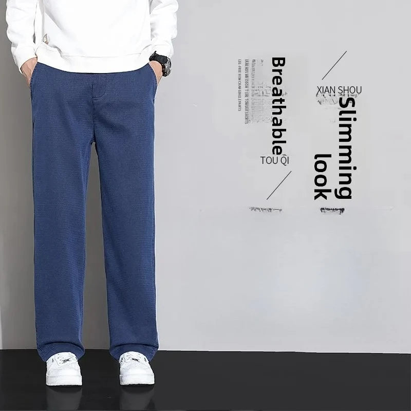 Jean Homme Loose Fit Jambe Large – Taille Élastique Tencel Casual