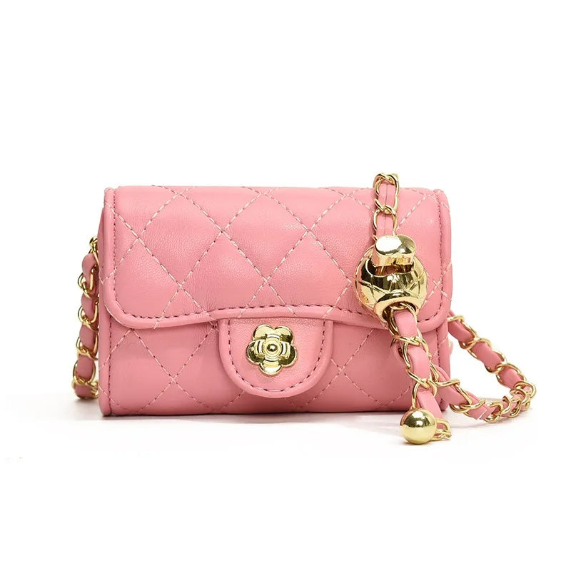 Mini Sac Bandoulière Femme Cuir PU – Chaîne Style Coréen, Couleur Unie, 7 Coloris