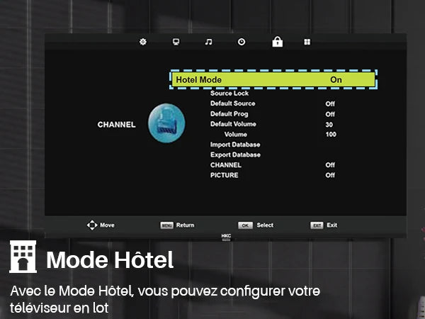TV HKC 40" FHD Basique – Dolby Audio | DVB-T2/S2/C | 3x HDMI | Direct LED | Finition Métal | Noir
