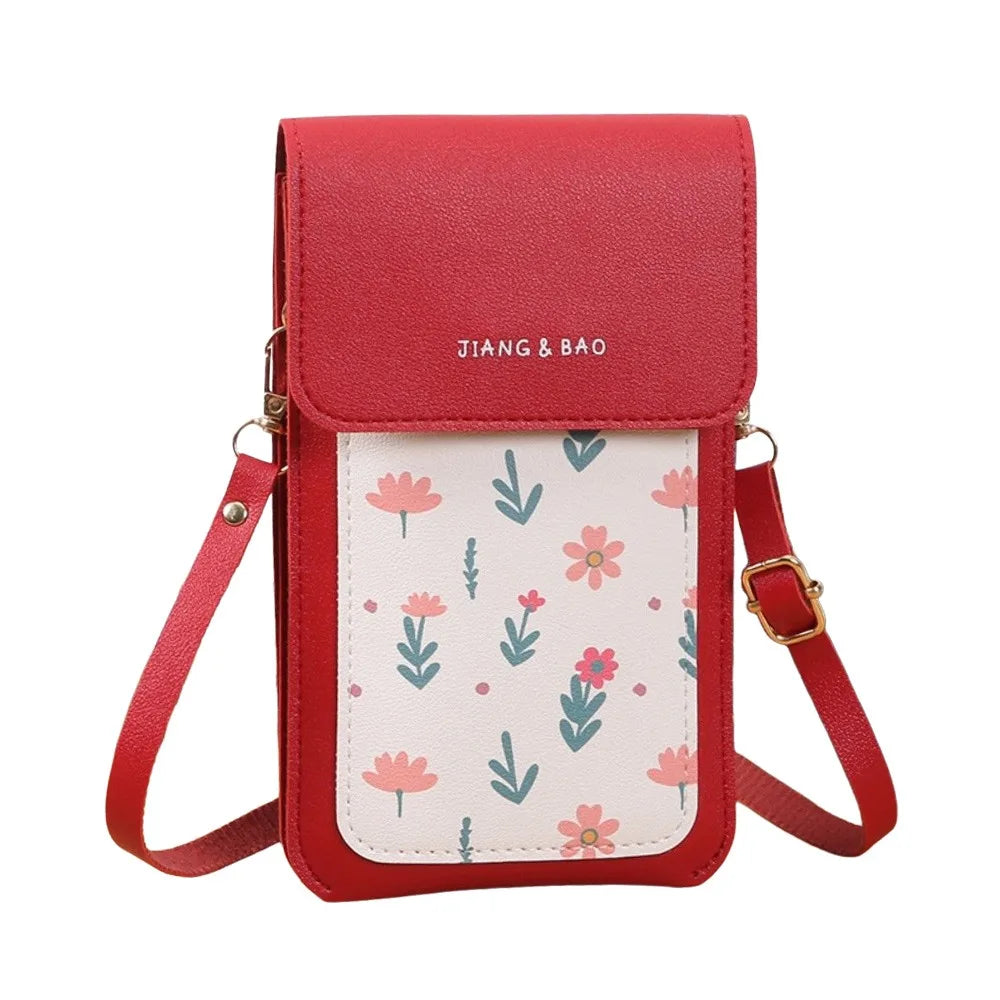 PU Leather Touch Screen Phone Bag Zipper Flap Wallet Crossbody Bags Large Capacity Multifunctional Shoulder Bag For Women
