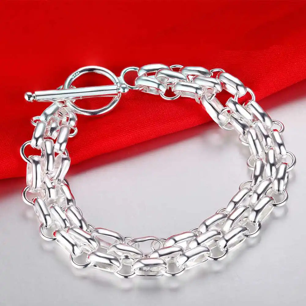 Bracelet Charm en Argent Sterling 925 – Chaîne Perlée Romantique pour Femme