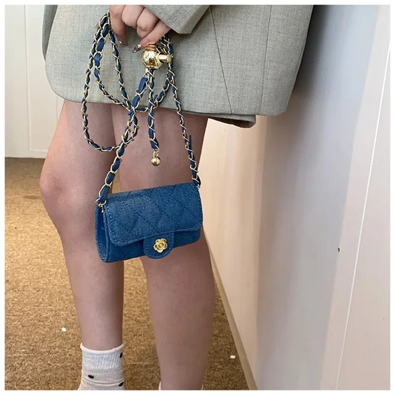 Mini Sac Bandoulière Femme Cuir PU – Chaîne Style Coréen, Couleur Unie, 7 Coloris