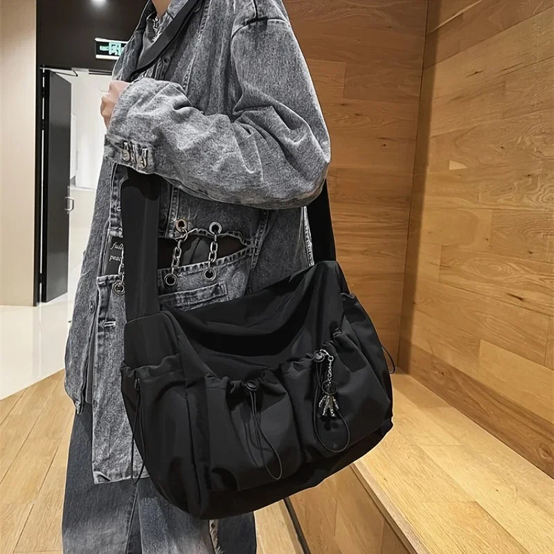 Sac Bandoulière Mixte FXZLLQ – Nylon Grande Capacité, Cordon & Breloque, Fermeture Zip