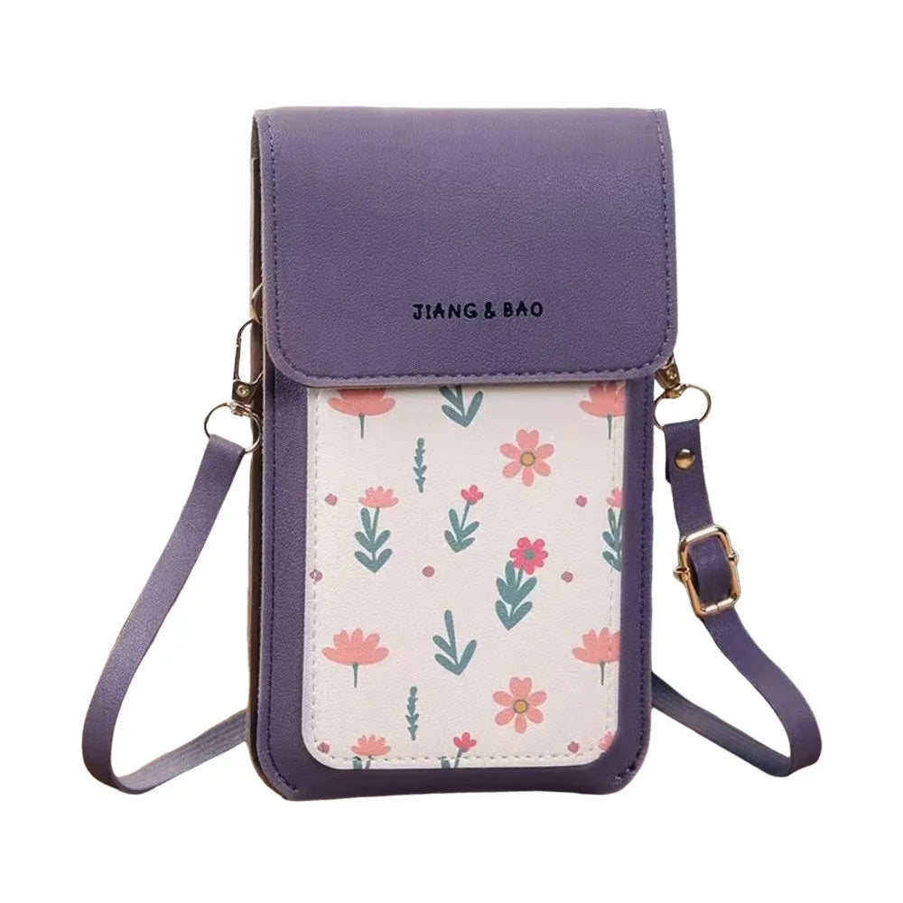 PU Leather Touch Screen Phone Bag Zipper Flap Wallet Crossbody Bags Large Capacity Multifunctional Shoulder Bag For Women