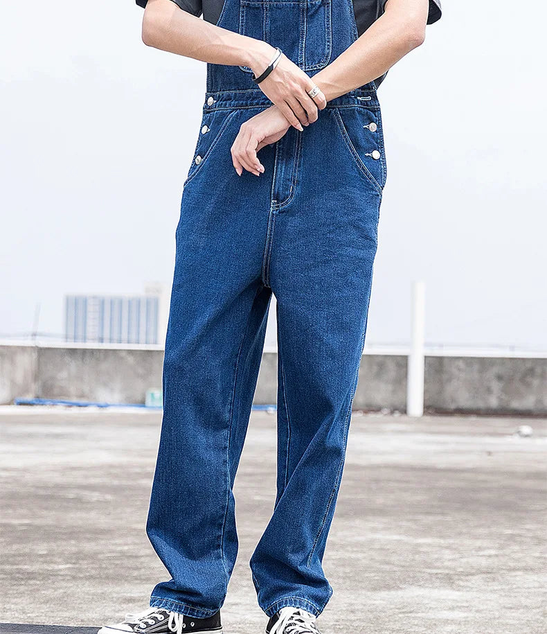 Salopette Jean Homme Large – Bretelles Larges Multi-Poches Style Casual | Tailles S-XXXL