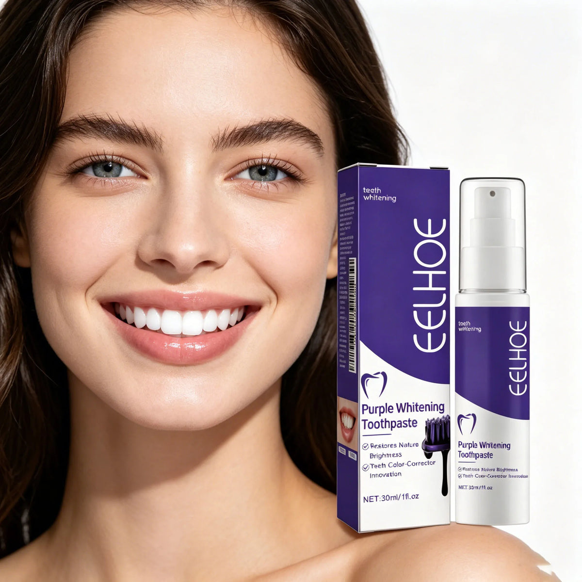 Purple Whitening Toothpaste Removes Plaque Stains Yellow Cleaning Oral Hygiene Color Corrector Tooth Bleaching Agents Toothpaste