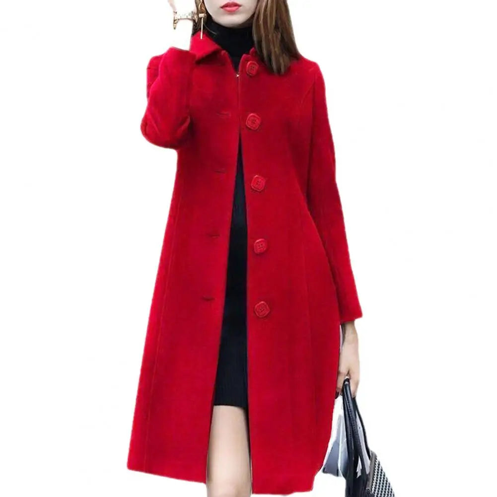Manteau Long Femme SANWOOD – Col Rabattu, Boutonnage Simple, Coupe Élégante Grande Taille