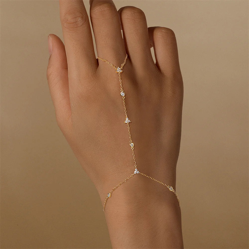 Bracelet Charme Femme en Argent 925 – Zircon Œil de Cheval & Chaîne Anneau | Or & Argent