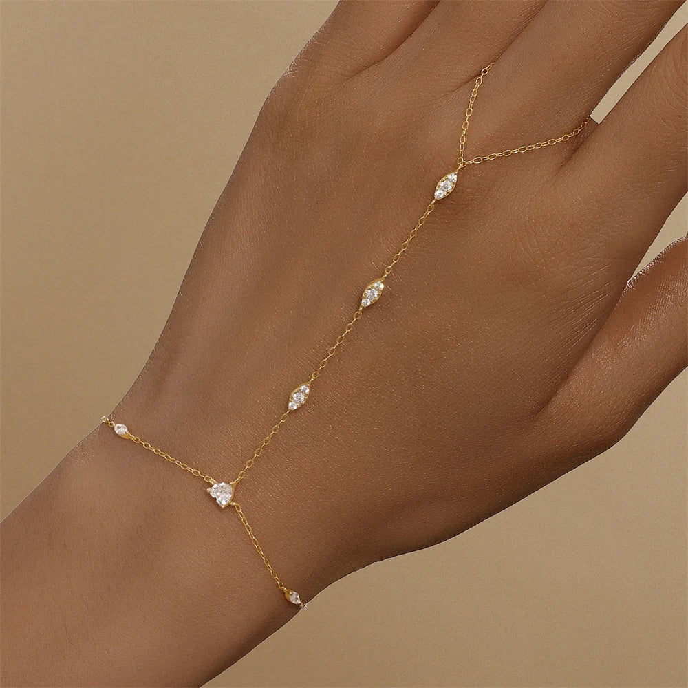Bracelet Charme Femme en Argent 925 – Zircon Œil de Cheval & Chaîne Anneau | Or & Argent