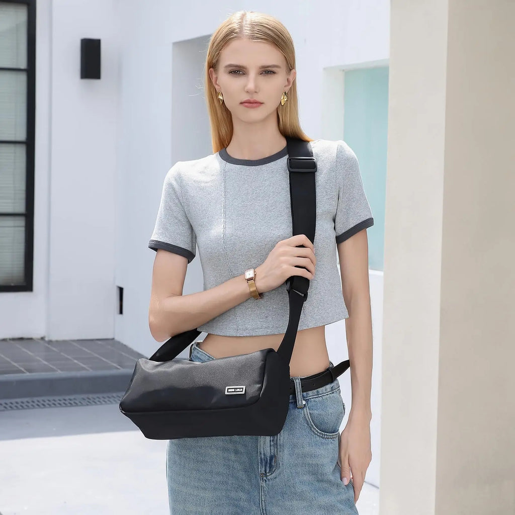Miss Lulu | Set of 2 | Light Crescent Crossbody bag | Adjustable Strap | Hobo shoulder bag (30cm)