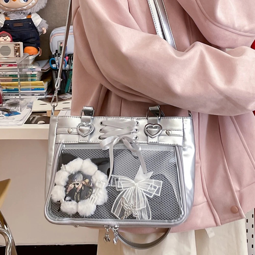 Petit Sac Ita Bag Kawaii Bandoulière Femme – Fenêtre Transparente, Ruban, Style Japonais 2026