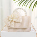 Summer Simple Straw Bag Pearl Bowknot Messenger Bag Fashion Holiday Crossbody Bag Women