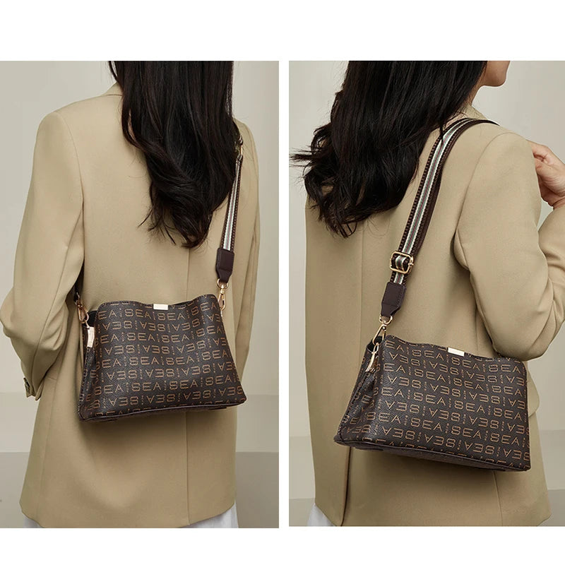FOXER Women's Shoulder Bag PVC Leather Casual Tote Bag Large Capacity Retro Female Bucket Bag Office Work Crossbody Bag Purse