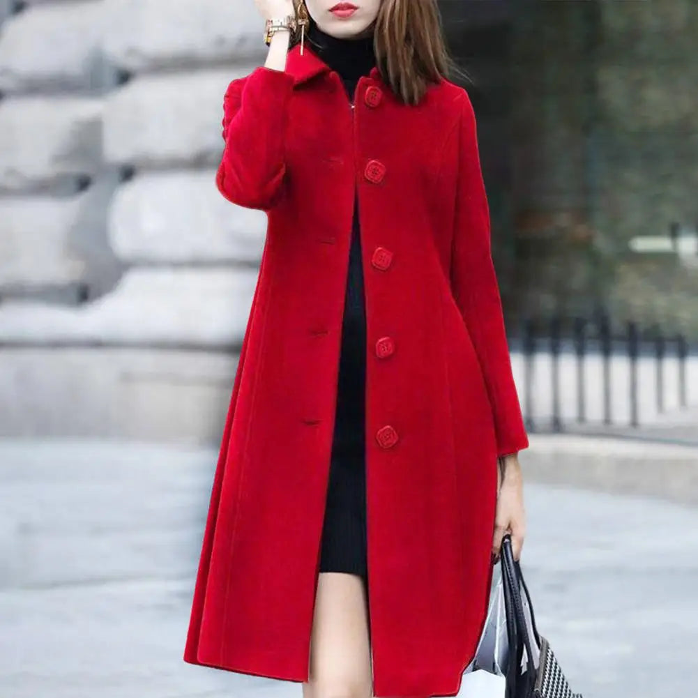 Manteau Long Femme SANWOOD – Col Rabattu, Boutonnage Simple, Coupe Élégante Grande Taille