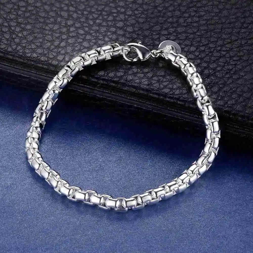 Bracelet Charm en Argent Sterling 925 – Chaîne Perlée Romantique pour Femme