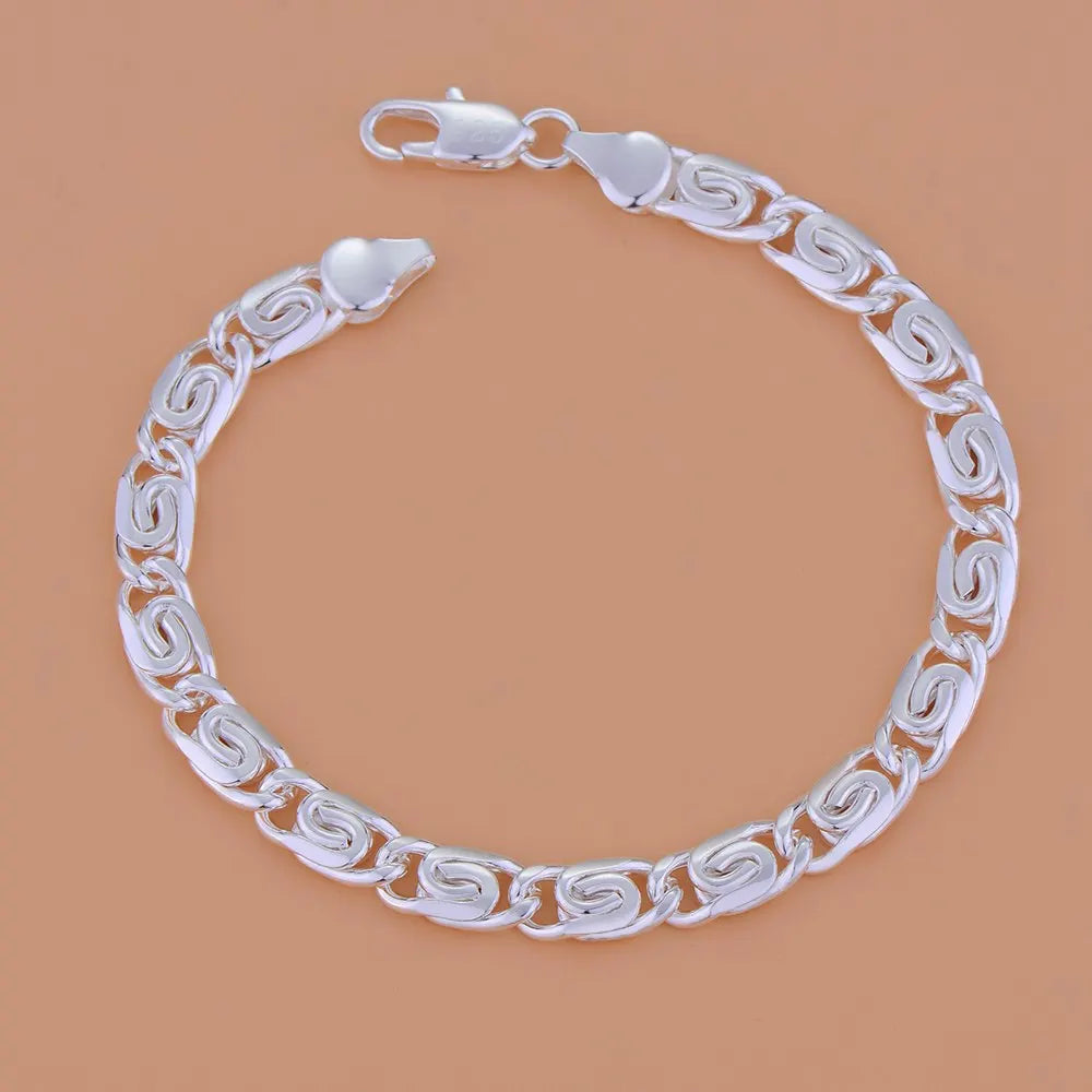 Bracelet Charm en Argent Sterling 925 – Chaîne Perlée Romantique pour Femme