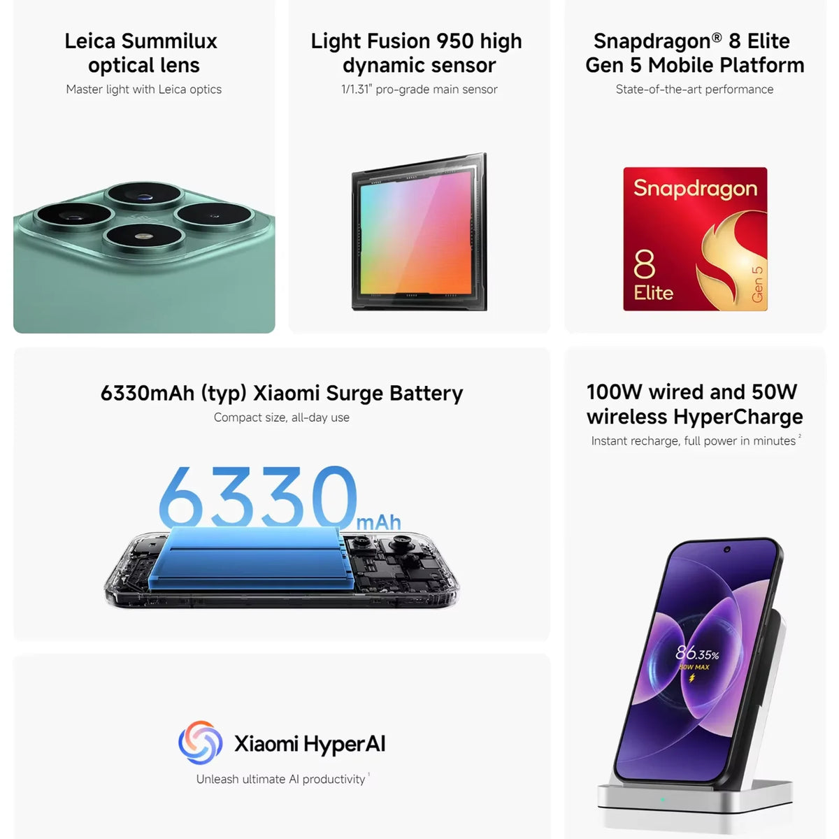 Global Version Xiaomi 17 Snapdragon 8 Elite Gen 5 Smartphone 6.3" OLED Display 50MP Leica Camera 6330mAh 100W Battery Cellphone
