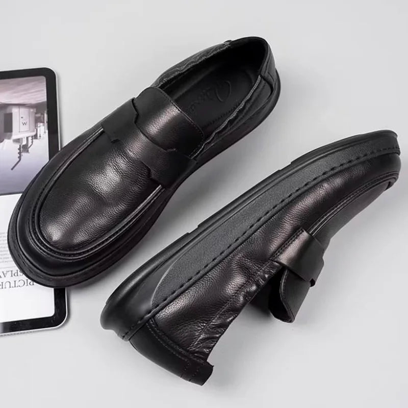 Mocassins Homme Cuir Véritable Fait Main – Chaussures Plates Slip-On