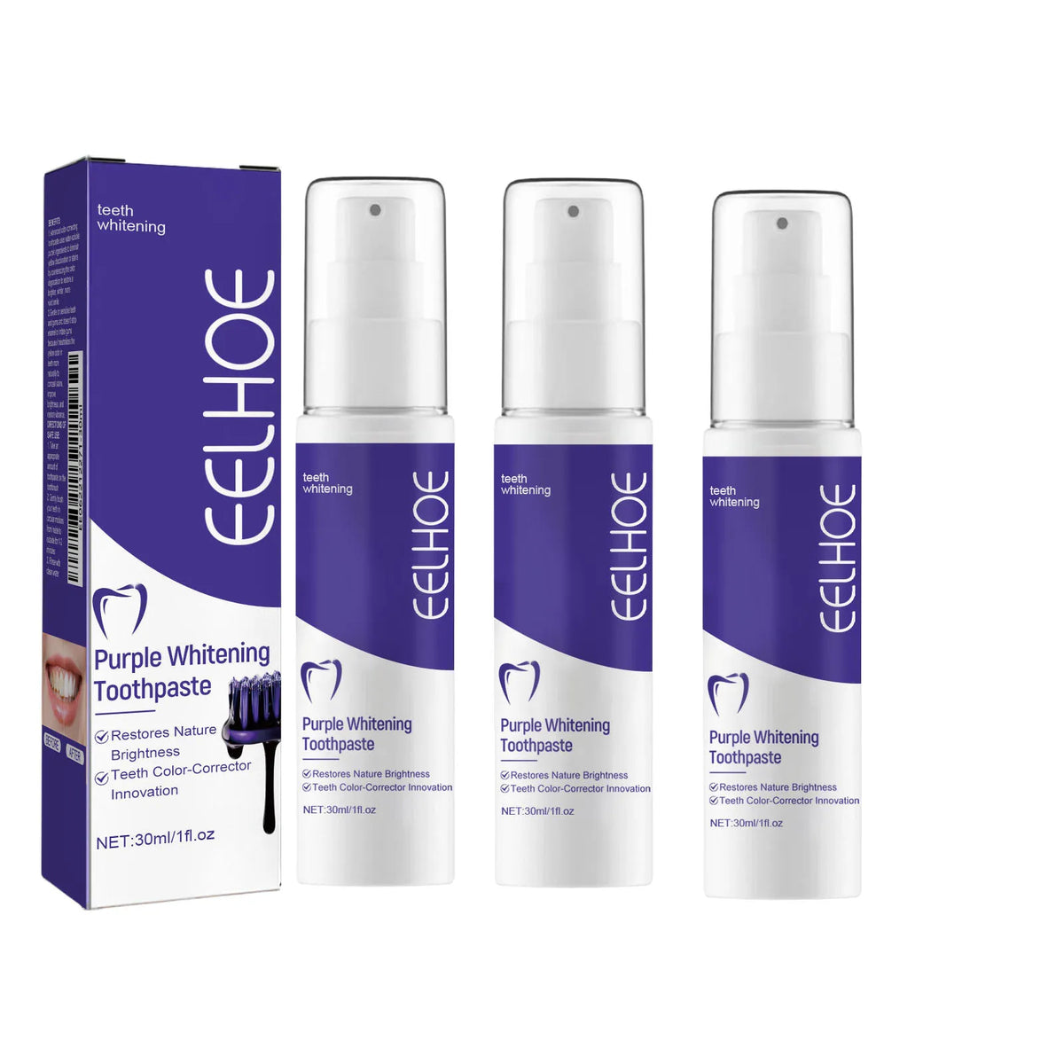 Purple Whitening Toothpaste Removes Plaque Stains Yellow Cleaning Oral Hygiene Color Corrector Tooth Bleaching Agents Toothpaste