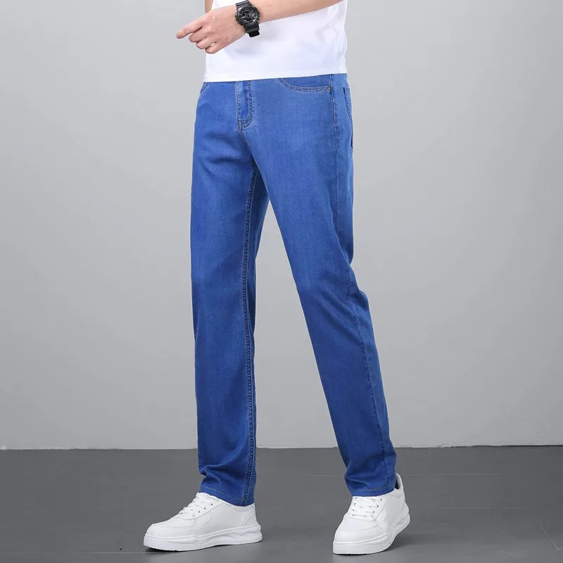Jean Droit Business Casual Homme – Lyocell 70% Coupe Régulière Ice Silk