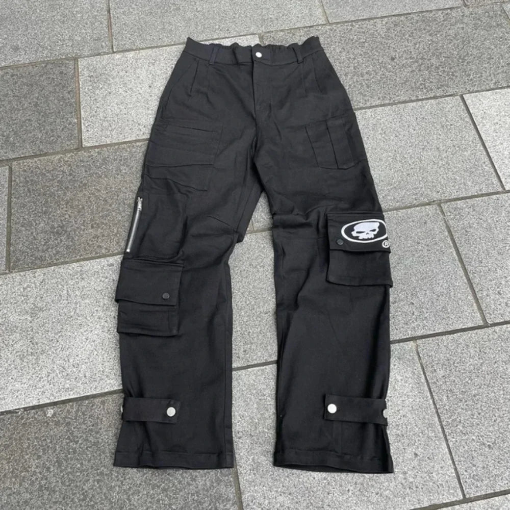 Jean Baggy Wide-Leg Homme Y2K – Imprimé Graphique Crâne Style Punk Hip Hop Streetwear