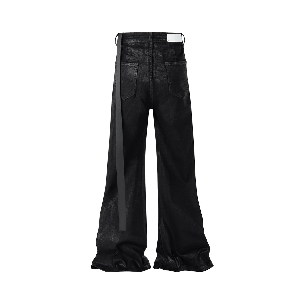 Jean Flare Wax Effet Cuir Noir Homme Y2K Streetwear Baggy Oversized Tailles M-XXL Asia
