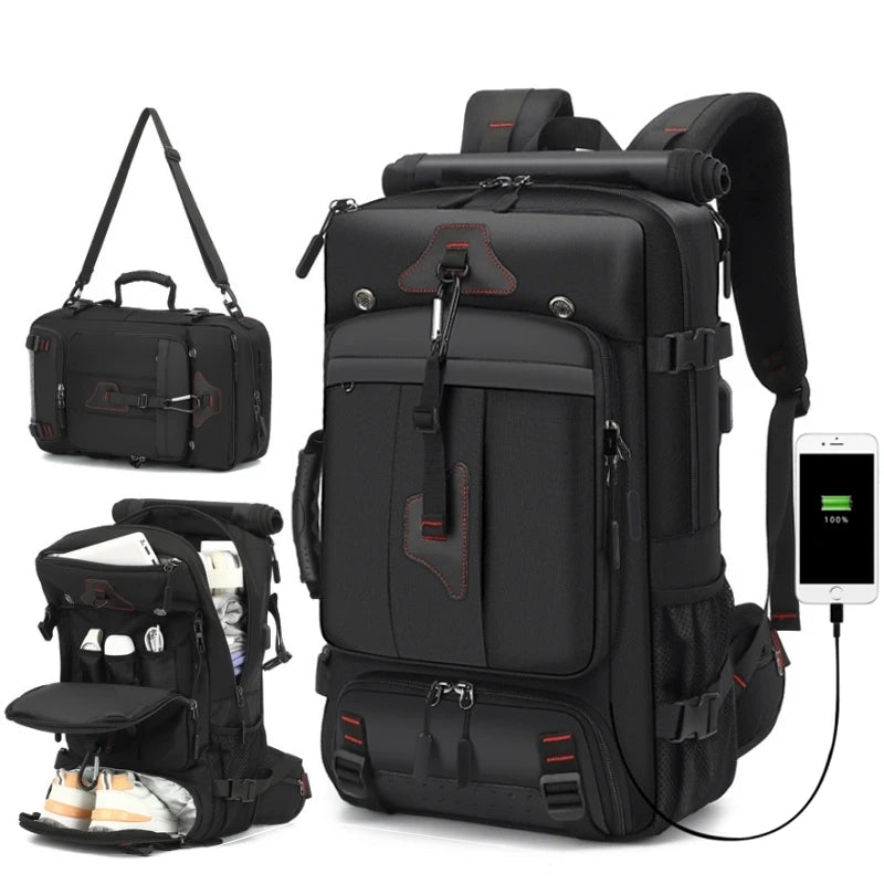 Travel Hiking Backpack 80L Large Capacity Multiple Storage Spaces Anti Theft Backpack with Dry Wet Separation Backpack for Men