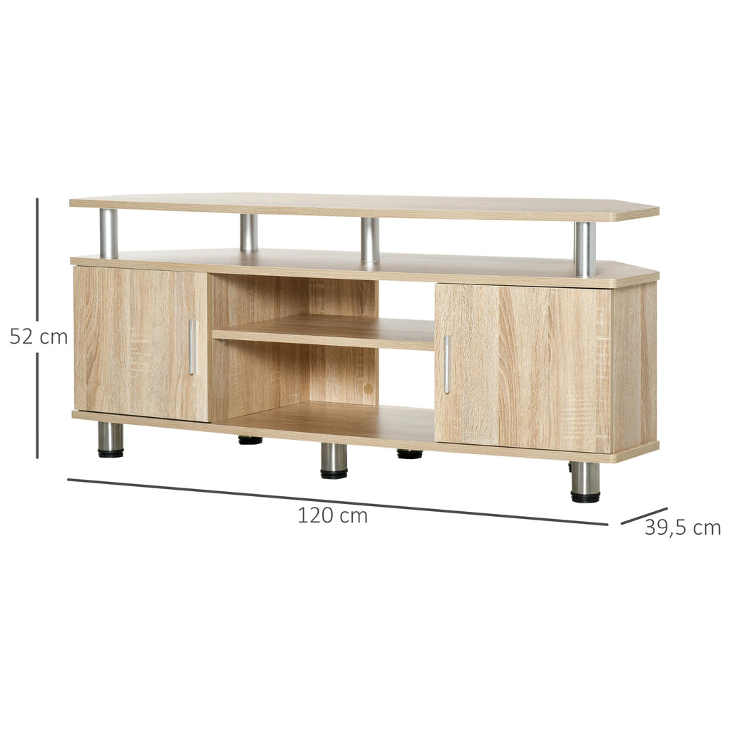 Meuble TV HOMCOM 120x39,5x52 cm – 2 Portes | 2 Étagères | TV 55" | 60 kg | Mélaminé Bois | Salon