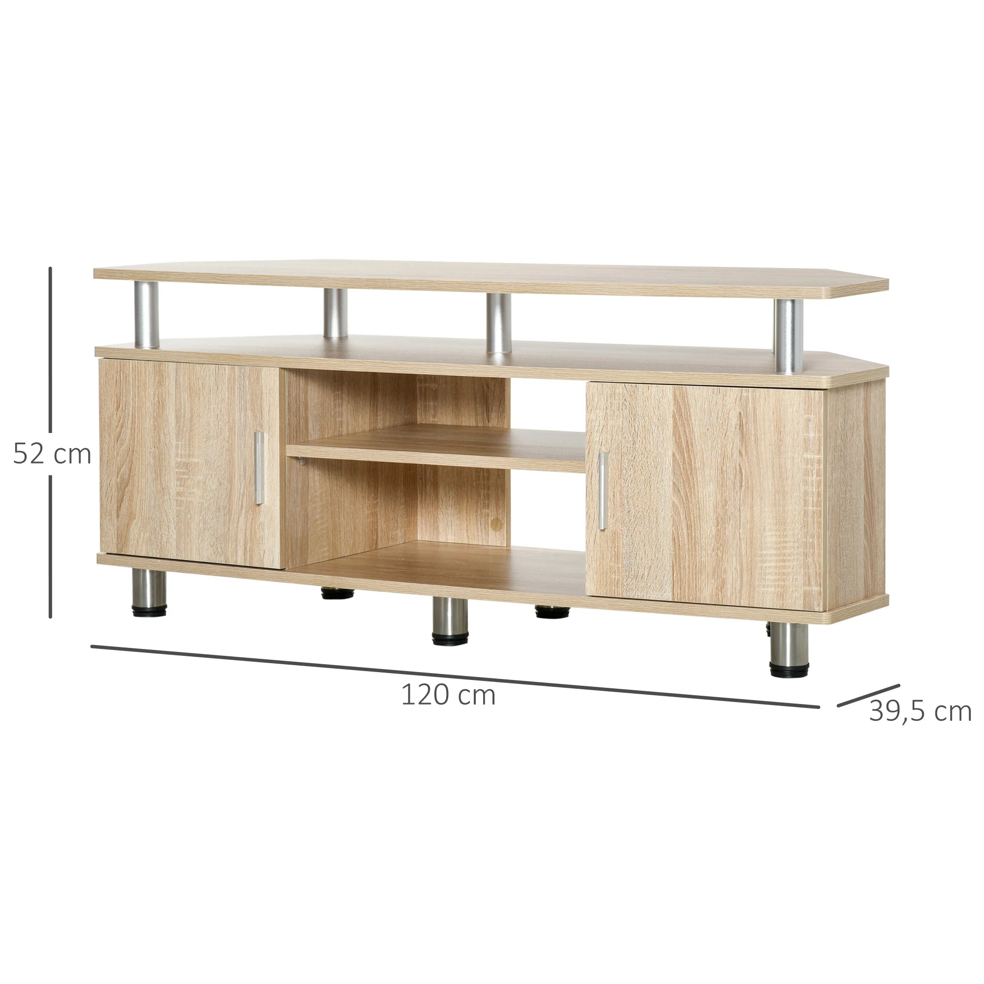 Meuble TV HOMCOM 120x39,5x52 cm – 2 Portes | 2 Étagères | TV 55" | 60 kg | Mélaminé Bois | Salon